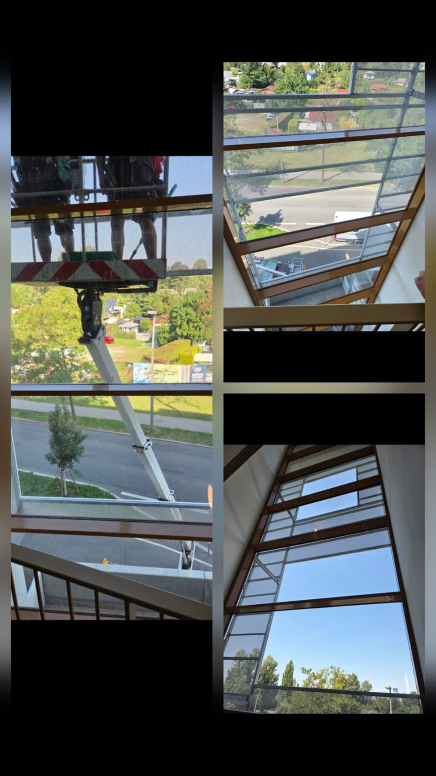 Fensterreinigung Wien – Glasfassade mit Hubsteiger – ReinVision e.U.